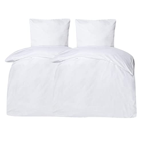 Moon Classic - 2er Pack Hotelbettwäsche Linon aus 100% Baumwolle - 180g/m² - Bettwäsche ca. 135x200 / 80x80 cm - mit Hotelverschluss - 95° (weiß) von Moon