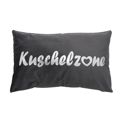 Moon Dekokissen Kuschelkissen ca. 30x50 cm in Samt-Optik mit Kuschelzone Design - anthrazit/Silber von Moon