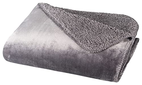 Moon Vivid Flanell Sherpa Wendedecke Kuscheldecke 150x200cm - Silber von Moon