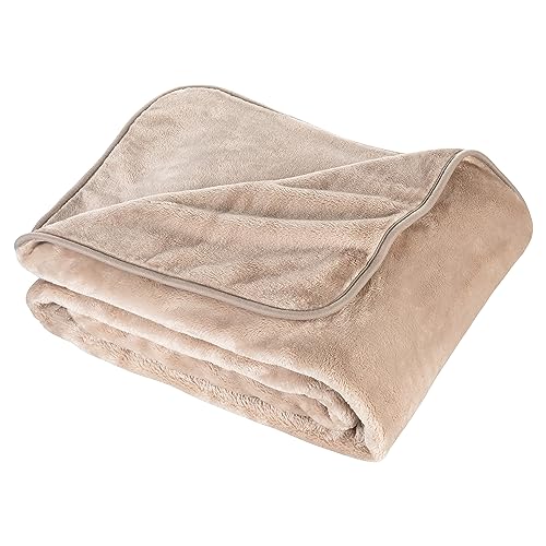 Moon - Kuscheldecke Cashmere Feeling - aus recyceltem Materialien - Wohndecke ca. 150x200 cm - extra schwere Qualität ca. 500g/m² - Taupe von Moon