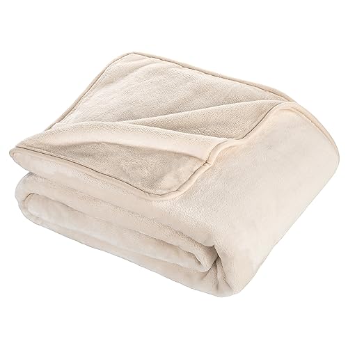 Moon - Kuscheldecke Cashmere Feeling - aus recyceltem Materialien - Wohndecke ca. 150x200 cm - extra schwere Qualität ca. 500g/m² - beige von Moon