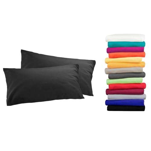 Moon 2er Pack Luxury Linon Kissenbezug 100% Baumwolle-anthrazit-40x60 von Moon