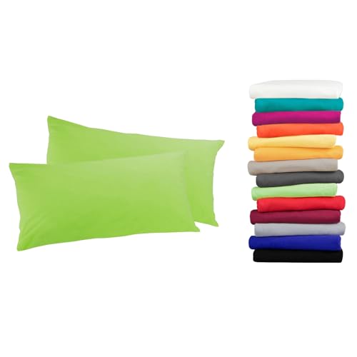 Moon 2er Pack Luxury Linon Kissenbezug 100% Baumwolle-apfelgrün-40x60 von Moon