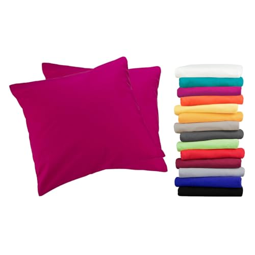 Moon Luxury Linon 2er Pack Kissenbezug 60x60 pink mit Reißverschluss, Kissenhülle aus 100% Baumwolle von Moon