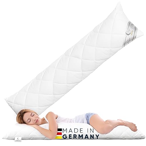 Moon Luxury Seitenschläferkissen/Stillkissen 40x145 mit enormer Stützkraft durch Visco-Spaghetti Bezug 100% Baumwollperkal von Moon