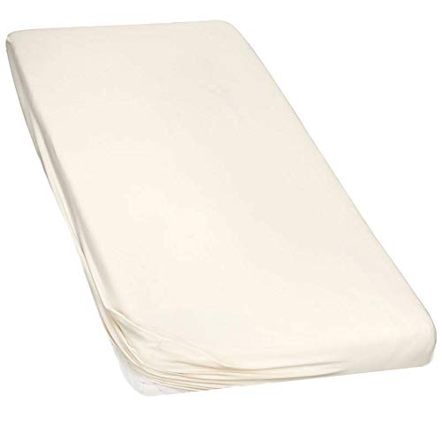 Moon-Luxury Topper Spannbettlaken Jersey Stretch Spannbetttuch Boxspringbett 97% Mako-Baumwolle 3% Elastan 230g/m²-natur-120x200-120x220 von Moon