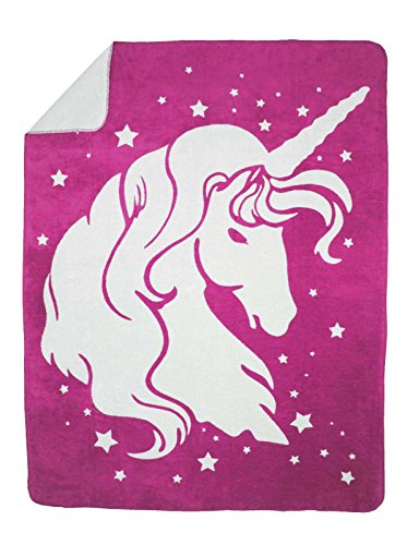 Moon Luxus Kuscheldecke Wolldecke Wohndecke Baumwolldecke Einhorn 150x200 (pink) von Moon