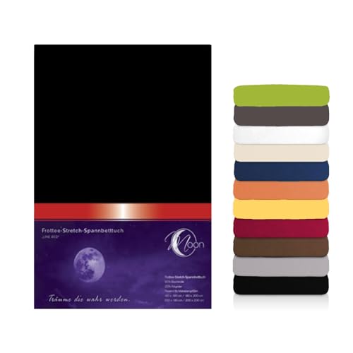 Moon Premium Frottee Spannbettlaken/Spannbetttuch (140x200-160x200, schwarz) von Moon