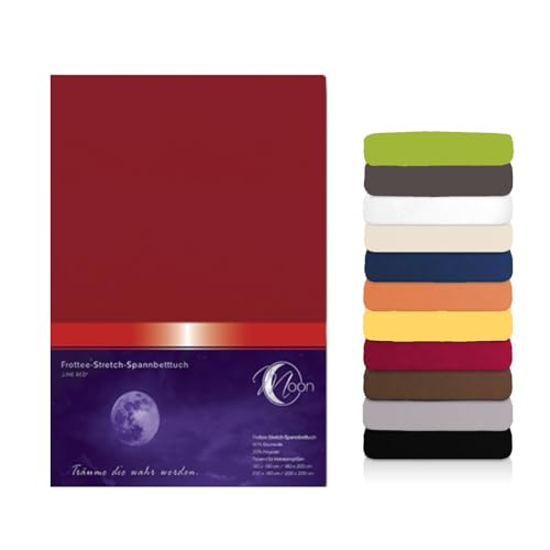 Moon Premium Frottee Spannbettlaken/Spannbetttuch (180x200-200x200, Brombeere) von Moon