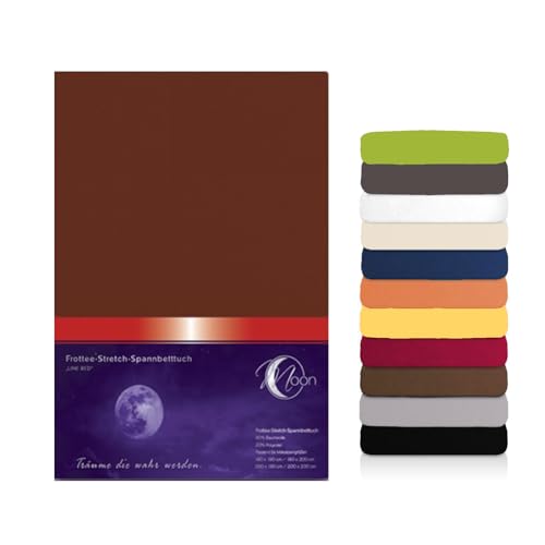 Moon Premium Frottee Spannbettlaken/Spannbetttuch (90x200-100x200, Tabak) von Moon