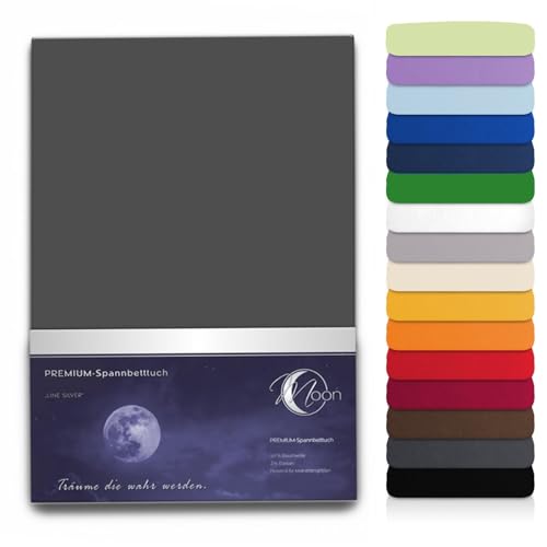 Premium Spannbetttuch Spannbettlaken MOON für Wasserbett und Matratzen Line Silver 180x200-200x220-anthrazit von Moon