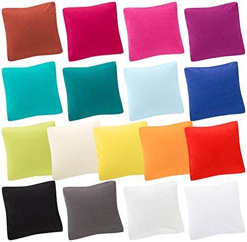 Moon-Trend 2er Pack Kissenbezug Kissenhülle Jersey 100% Baumwolle-kirschrot-40x40 von Moon