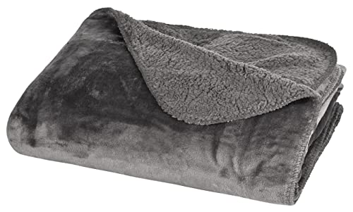 Moon Vivid Flanell Sherpa Wendedecke Kuscheldecke 150x200cm - anthrazit von Moon