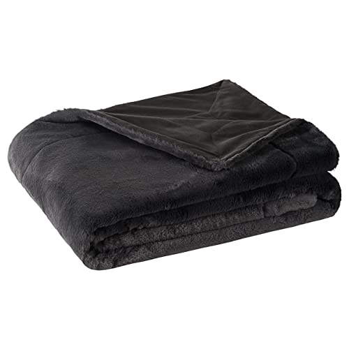 Moon - Wohndecke mit Hasenfelloptik - 150x200 cm - 500 g/m² -Kuscheldecke Sable in super Soft - (anthrazit) von Moon