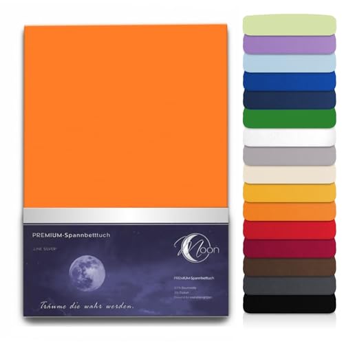Premium Spannbetttuch Spannbettlaken MOON für Wasserbett und Matratzen Line Silver 180x200-200x220-orange von Moon