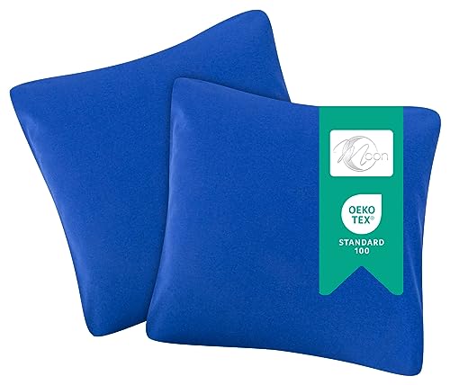 Premiumshop321 2er-Set Jersey Qualitäts Kissenbezug Kissenhülle 100% Baumwolle mit Reißverschluss in 18 Farben und 7 Größen (Royalblau, 40x40 cm) von Premiumshop321