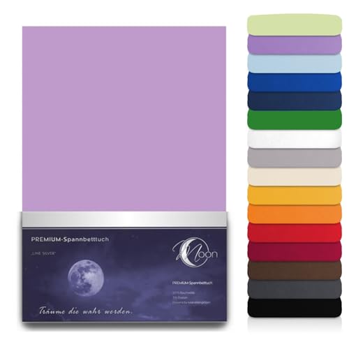Moon Topper Spannbetttuch 190g/m² 180x200-200x220 Line Silver-Flieder von Moon