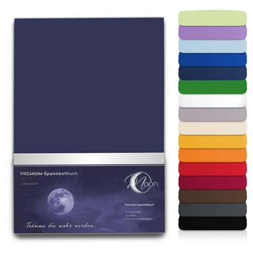 Topper Spannbetttuch Moon 190g/m² 180x200-200x220 Line Silver-dunkelblau Topper Spannbetttuch Moon 190g/m² 180x200-200x220 Line Silver-dunkelblau von Moon