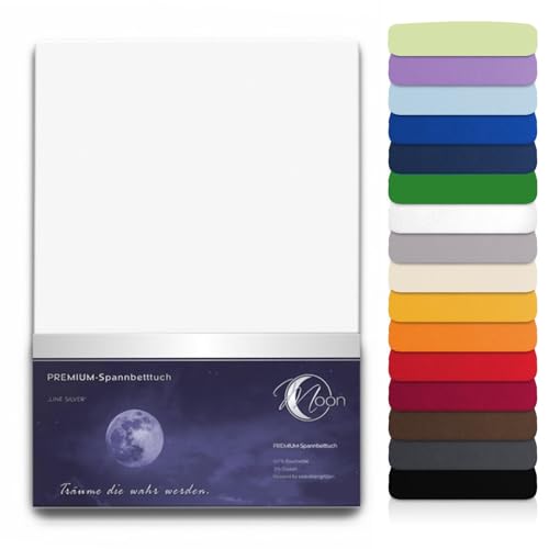Moon Topper Spannbetttuch 190g/m² 180x200-200x220 Line Silver-weiß von Moon