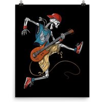 Skelett Gitarrist Poster - Wanddekoration Rockmusiker Gitarre Spielen Kunstdruck Heavy Metal Musik Raum Dekor Geschenk von MoonApeTees