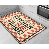 Gedruckter Vintage Küchenteppich Maschinenwaschbarer Rutschfester Wohngeschenk von MoonLightHomesDesign
