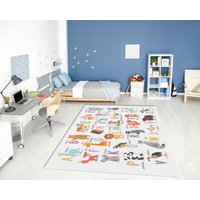 Lebendiger Teppich Mit Niedlichen Tieren Alphabet Für Kinderzimmer Rutschfester, Maschinenwaschbarer Tiere Alphabet-Vorleger Geschenk Kinderbildung von MoonLightHomesDesign
