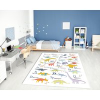 Niedlicher Dinosaurier Abc Alphabet Bedruckter Teppich Lebendig Waschbarer Rutschfester Geschenk Für Baby Kindererziehung Kinderzimmer Dekor von MoonLightHomesDesign