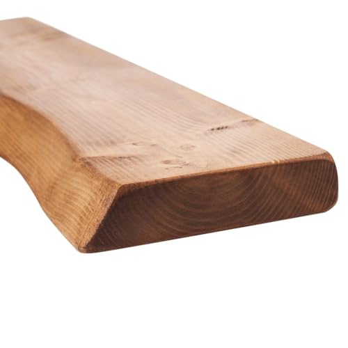 MoonTree rustikales Wandregal, lebendiger Rand, 140 cm x 16 cm x 3.8 cm, Hell von MoonTree