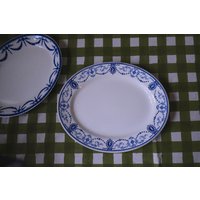 Antike Transferware Servierplatte Blaues Blumengeschirr | 40 X 33 cm Antike Transferware Servierplatte Blaues Blumengeschirr | 40 X 33 cm von MoonWaterTreasures