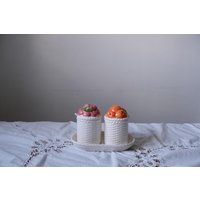 Kitsch Vintage Marmeladengläser Keramikgläser Mit Früchten von MoonWaterTreasures