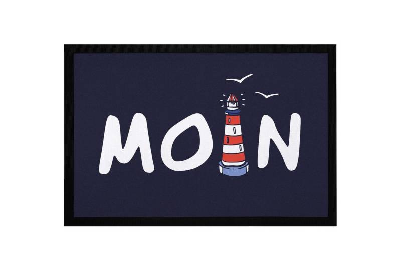 MoonWorks Fußmatte Fußmatte Moin maritim Leuchtturm norddeutsch Hallo Willkommen rutschfest & waschbar Moonworks®, rechteckig von MoonWorks