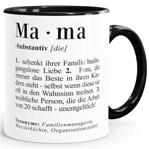 Geschenk-Tasse Mama Definition Dictionary Wörterbuch Duden Muttertagsgeschenk MoonWorks® Mama schwarz unisize von MoonWorks
