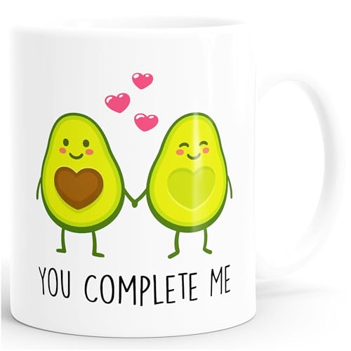 Kaffee-Tasse Geschenk-Tasse Liebe Avocado You complete me Valentinstagsgeschenk MoonWorks® weiß unisize von MoonWorks