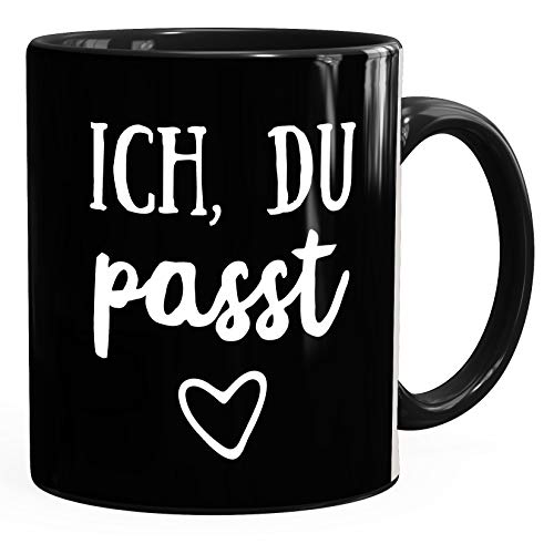 Kaffee-Tasse Ich du passt Geschenk Liebe Valentinstag Freund Freundin MoonWorks® schwarz unisize von MoonWorks