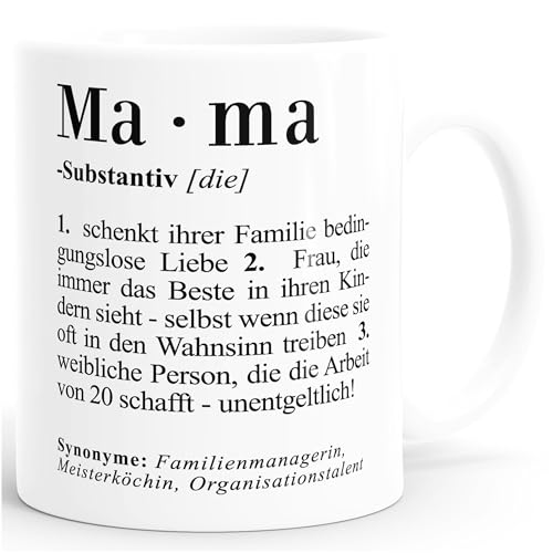 Kaffee-Tasse Mama Definition Dictionary Wörterbuch Duden Geschenk für Mama Mutter MoonWorks® Mama weiß unisize von MoonWorks