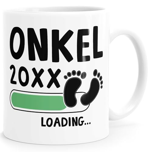 MoonWorks Kaffee-Tasse Onkel Jahreszahl loading Geschenk-Tasse für werdenden Onkel Schwangerschaft Geburt Baby weiß anpassbar von MoonWorks