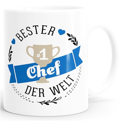 Kaffee-Tasse bester Chef der Welt Geschenk für Chef MoonWorks® weiß unisize von MoonWorks