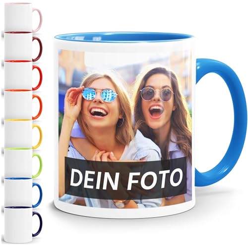 MoonWorks® Fototasse, Tasse mit Foto und Text selbst gestalten, personalisierte Geschenke, Fotogeschenke blau unisize von MoonWorks