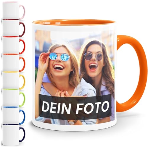 MoonWorks® Fototasse, Tasse mit Foto und Text selbst gestalten, personalisierte Geschenke, Fotogeschenke orange unisize von MoonWorks