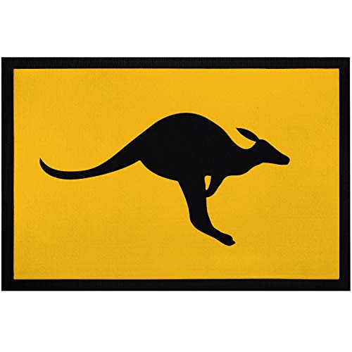 MoonWorks® Fußmatte Australien Känguruh Warnung ironischer Warnhinweis Türmatte lustig rutschfest & waschbar schwarz 60x40cm von MoonWorks