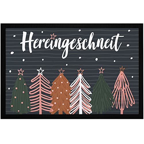 MoonWorks® Fußmatte Weihnachten Winter Motiv Hereingeschneit Schneeflocken Sterne rutschfest & waschbar schwarz 60x40cm von MoonWorks