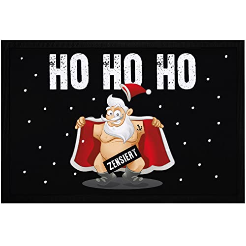 MoonWorks® Fußmatte Weihnachten lustig Weihnachtsmann zensiert Bedruckt Aufschrift HoHoHo Weihnachtsdeko rutschfest & waschbar schwarz 60x40cm von MoonWorks