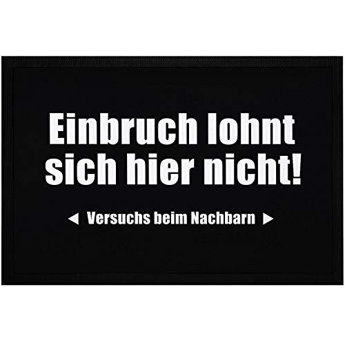 MoonWorks® Fußmatte mit Spruch Einbruch lohnt Sich Hier Nicht lustige Türvorleger rutschfest & waschbar schwarz 60x40cm von MoonWorks