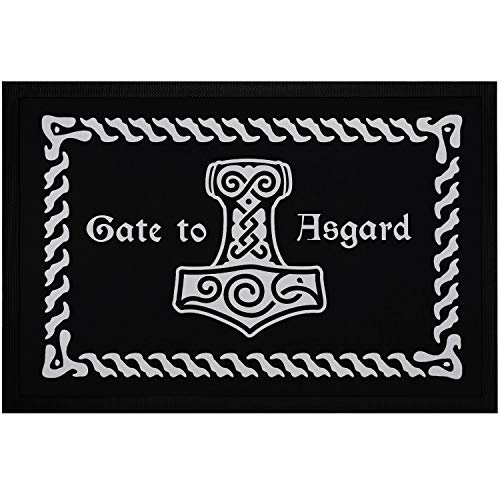 MoonWorks® Fußmatte mit Spruch Gate to Asgard nordische Mythologie Odin Thor Walhalla rutschfest & waschbar schwarz 60x40cm von MoonWorks