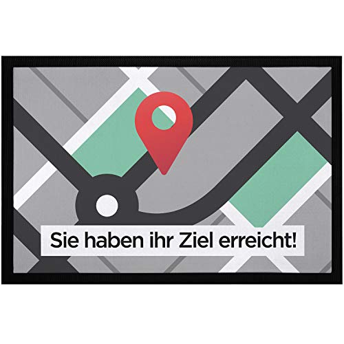 MoonWorks® Fußmatte mit Spruch Sie haben Ihr Ziel erreicht Navi Navigationssystem Maps rutschfest & waschbar schwarz 60x40cm von MoonWorks