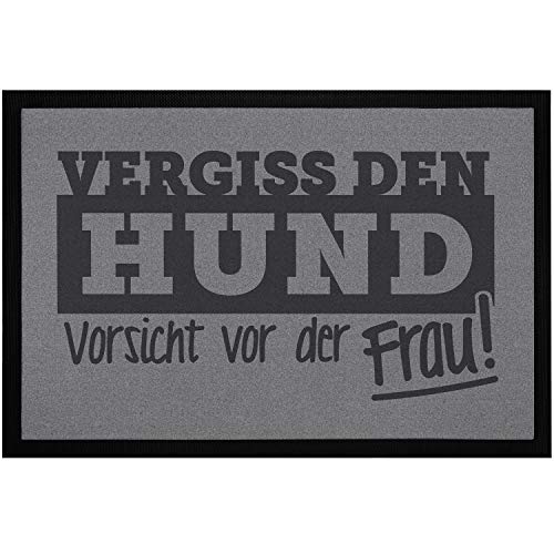 MoonWorks® Fußmatte mit Spruch Vergiß den Hund, Warnung vor der Frau lustig ironisch rutschfest & waschbar schwarz 60x40cm von MoonWorks