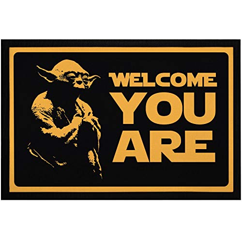 MoonWorks® Fußmatte mit Spruch Welcome You Are Film Science Fiction Parodie rutschfest & waschbar schwarz 60x40cm von MoonWorks