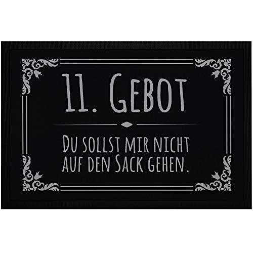 MoonWorks® Fußmatte mit lustigem Spruch 11.Gebot: Du sollst Mir Nicht auf den Sack gehen rutschfest & waschbar 11. Gebot schwarz 60x40cm von MoonWorks