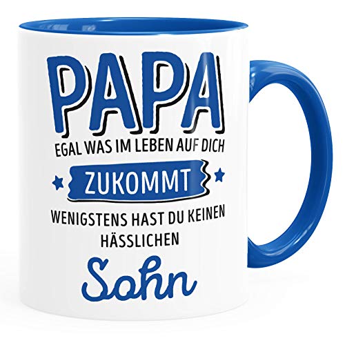 MoonWorks® Geschenk Tasse anpassen egal was im Leben auf dich zukommt wenigstens hast du keine hässlichen Kinder Kaffee-Becher Papa-Sohn inner-royal Keramik-Tasse von MoonWorks