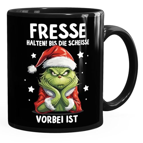 MoonWorks® Grinch Tasse Anti Weihnachten Spruch Ironie Sarkasmus lustige Weihnachtsbecher Geschenke für Weihnachtsmuffel Spruch 2 schwarz standard von MoonWorks